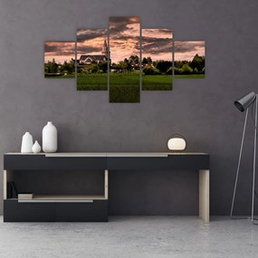 Obraz krajobrazu z kościołem (125x70 cm)