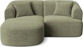 Zielony sztruksowy narożnik (lewostronny/z szezlongiem) Campi – Cosmopolitan Design