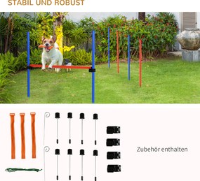 PawHut Zestaw Agility dla Psów Slalom i Obręcz Treningowa Zabawa i Ćwiczenia Wysokość 86cm Niebieski Czerwony | Aosom PL