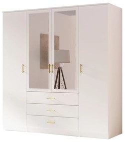 Szafa uchylna Beti 4D 200 cm szuflady + lustro - biały mat