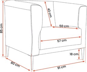 Fotel Vilano 1-osobowy welurowy z ozdobnym oparciem na metalowych nóżkach – nowoczesny design