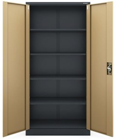 Biurowa szafa metalowa JAN, 900 x 1850 x 400 mm, Eco Design: antracytowa/ orzech