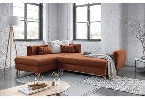 Ceglasty rozkładany narożnik Miuform Scandic Lagom L, lewostronny