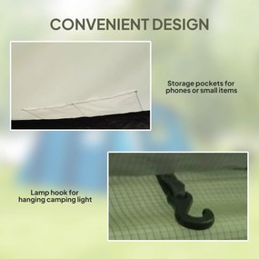 Outsunny Nadmuchiwany Namiot Kempingowy dla 3-6 Osób Tunelowy z Bocznymi Oknami i Drzwiami, Zielony 4,4 x 2,8 x 1,95 m | Aosom PL