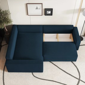 Masseno Narożnik ERONIS z funkcją spania i pojemnikiem na pościel Narozniki L, Rozkładana sofa - Niebieski, MONOLITH 77