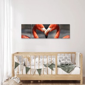 Obraz dwóch zakochanych flamingów (170x50 cm)