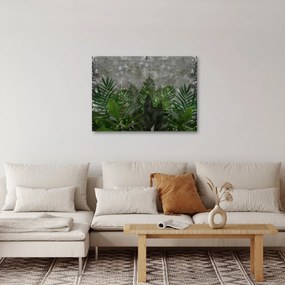Obraz - Betonowa ściana z roślinami (70x50 cm)