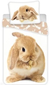 Biało-brązowa bawełniana pościel dziecięca jednoosobowa 140x200 cm Bunny – Jerry Fabrics
