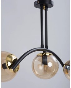 Żółto-czarna lampa sufitowa ze szklanym kloszem ø 15 cm Yay – Squid Lighting