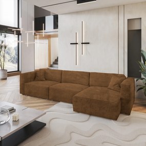 Masseno Narożnik TOLMO z funkcją spania i pojemnikiem na pościel Narozniki L, Rozkładana sofa - Miedziany, TILIA 56