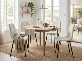 Kremowe krzesło do kuchni LIBRA z czarnymi nogami