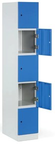 Szafka skrytkowa, 5 schowków, 1850 x 300 x 500 mm, demontaż, zamek RFID, drzwi zielone