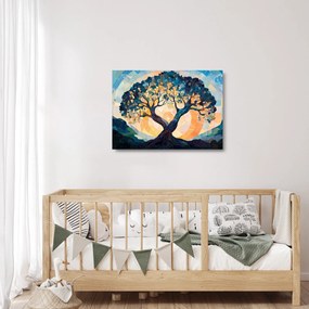 Obraz na szkle – Mozaika – słońce i drzewo II. (70x50 cm)