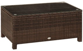 Outsunny Stół Ogrodowy z Technorattanu Elegancki i Praktyczny Brązowy 85x50x39cm | Aosom PL
