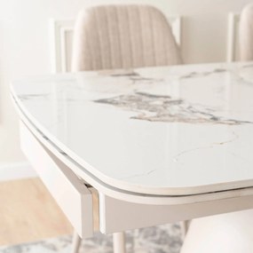 Ceramiczny stół z rozkładanym blatem Verona 160-240 cm, biały marmur/kaszmir