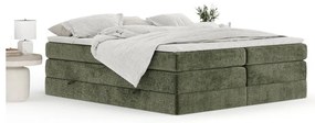 Ciemnozielone łóżko kontynentalne ze schowkiem/bez zagłówka 200x200 cm Juniper – Maison de Rêve