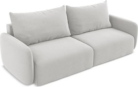 Jasnoszara aksamitna rozkładana/ze schowkiem sofa 238 cm Kalena – Makamii