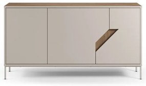 Kremowo-naturalna komoda w dekorze dębu 150x80x40 cm Lilou – Marckeric