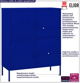 Granatowa metalowa zamykana szafka gospodarcza W6-G10