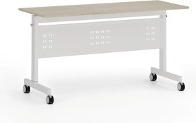 Mobilny stół PRIMO MOBI, 140x60 cm, biała podstawa, dąb naturalny