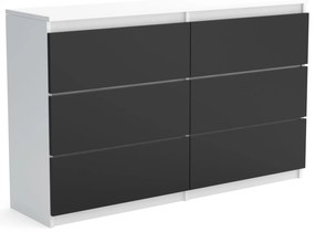 Duża komoda 6 SZUFLAD Szafka 120 cm ARIA Biały/Czarny