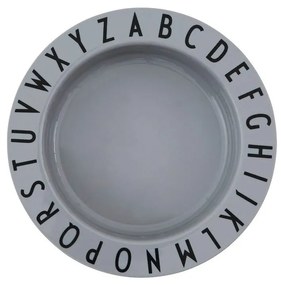Szary głęboki talerz dla dzieci Design Letters Eat &amp; Learn, ø 15,5 cm