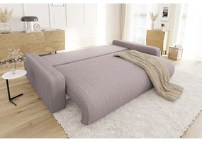 Jasnoróżowa sztruksowa rozkładana sofa ze schowkiem 234 cm Sara – Ropez