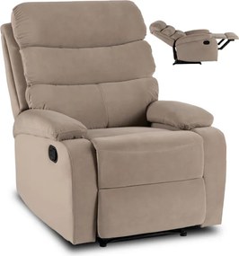 Fotel Rozkładany z Podnóżkiem KOBE Beżowy Welurowy Nowoczesny