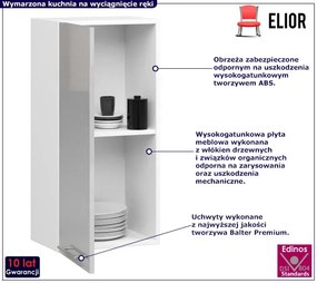 Szara górna szafka kuchenna w połysku Biały połysk