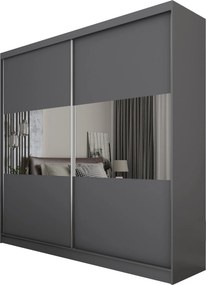 Szafa Przesuwna ROSALIA 200 cm z Lustrem Szafa Dwudrzwiowa Szara