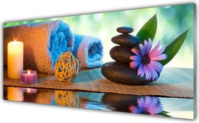 Panel Szklany Atmosfera Spa: Świece i Kwiaty