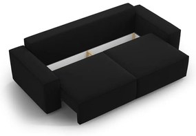 Czarna aksamitna rozkładana/ze schowkiem sofa 247 cm Jodie – Micadoni
