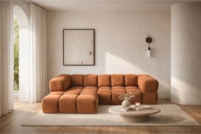 Narożnik w kształcie L Averro, tkanina Bluvel, Cynamonowy, Lewy