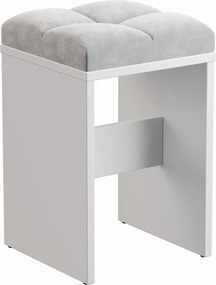Biały taboret z szarym welurowym siedziskiem  F1-W62