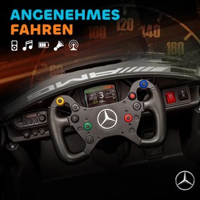 AIYAPLAY Samochód elektryczny Mercedes, samochód na siedzenie dla dzieci, bateria 12V, światła LED, funkcja muzyczna, klakson, 3-8 lat, czarny