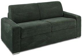 Kanapa 3 osobowa rozkładana typu express z zielonego sztruksu - Miejsce do spania 140 cm - Materac 18 cm - CALITO