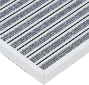 Aluminiowa mata czyszcząca z wkładem dywanowym i listwą najazdową, 80 x 90 cm, szara