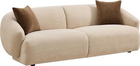 Kanapa 3-osobowa z pufem z teksturowanej tkaniny w kolorze beżowym MIBASTO