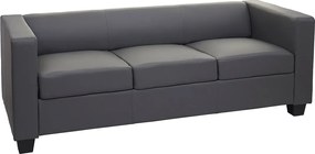 Sofa 3-osobowa Lille, imitacja skóry, ciemnoszary