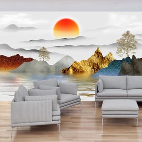 Fototapeta - Słońce w górach (196x136 cm)