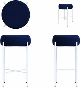 Hoker Pola krzesło barowe podstawa metalowa Tkanina Welur : Kolor Stelaża - Biały, Kolor tkaniny - VELVET - MG16, Typ tkaniny - Velvet