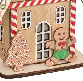 Lampion świąteczny LED, domek z piernika, 15 cm