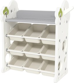 AIYAPLAY Regał dziecięcy na zabawki i książki z 9 pojemnikami, do pokoju dziecięcego, przedszkola, plastikowy, kolor kremowy
