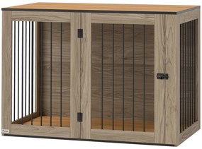 PawHut Klatka dla psa, meblo-klatka dla dużych psów, buda, Indoor, 106 x 60 x 76 cm, dąb