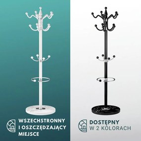 Wieszak stojący TENZY z marmurową podstawą, 37x173 cm, biały Casaria