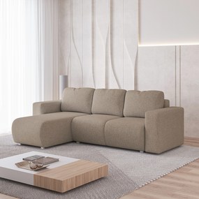 Masseno Narożnik RINOVA z funkcją spania i pojemnikiem na pościel Narozniki L, Rozkładana sofa - Beżowy, NEVE 04