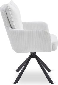 Krzesło Tapicerowane Obrotowe do Salonu CITY Kremowe Sztruksowe Nowoczesne