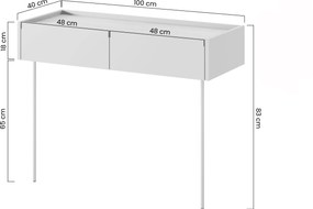 Toaletka Desin 100 cm z szufladami i metalowymi nogami - oliwka / dąb nagano