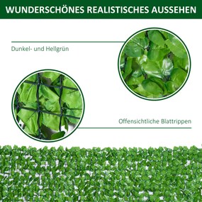 Outsunny Sztuczny Żywopłot Parawan Dekoracyjny Jasnozielony 300x150cm do Tarasu i Ogrodu | Aosom PL