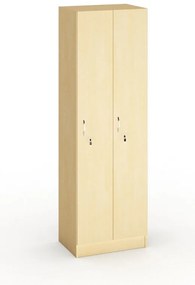 Drewniana szafka ubraniowa S5, 2-drzwiowa, 1900 x 600 x 420 mm, zamek cylindryczny, brzoza